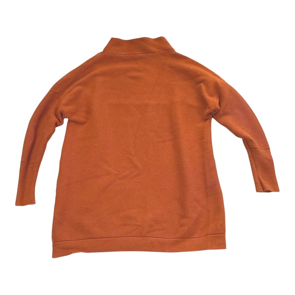 Women's Rust Orange Ribbed Knit Mock Neck Sweater Size S Long Sleeve
